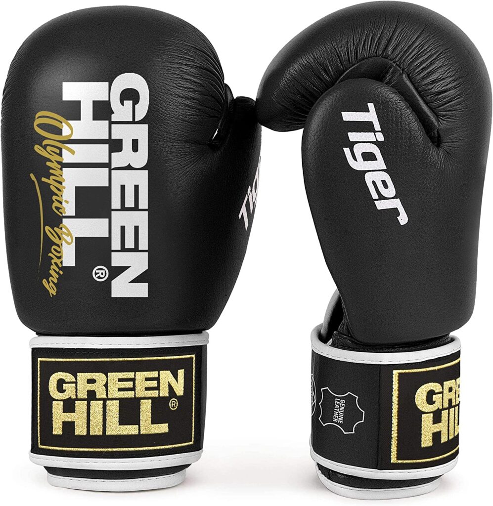 Guantoni Green Hill Tiger Olympic Boxing coppia verticale - Kombatnet