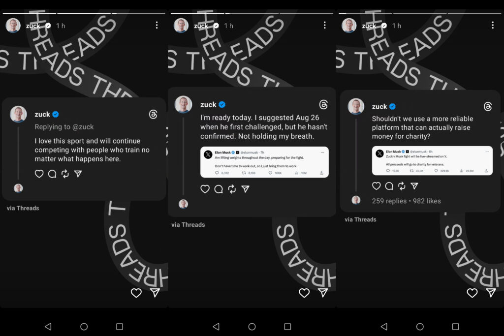 Zuckerberg replica a Musk tramite le stories di Instagram - Kombatnet
